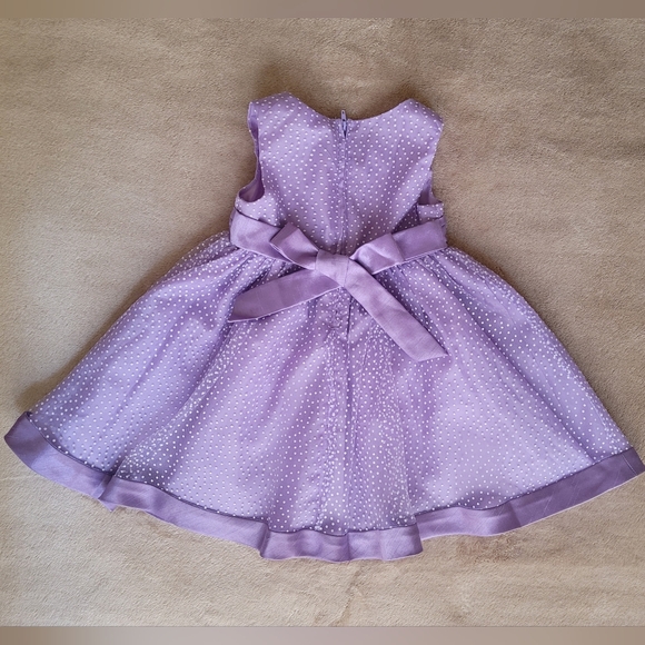 Rare Editions White Polka Dot Purple Sheer Dress Size 2T - Picture 6 of 6